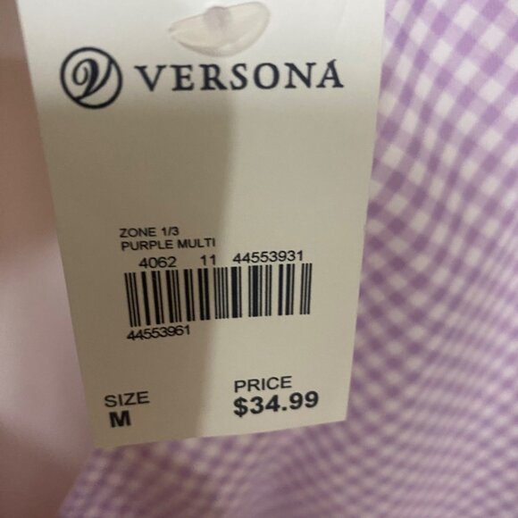 NWT$34.99 June & Hudson Long-Sleeve Wrap Blouse Size M Purple Gingham Stretch Wa - Picture 3 of 12
